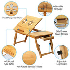 1Pc Bamboo Laptop Desk Breakfast Serving Bed Tray Foldable Leg Multi-P