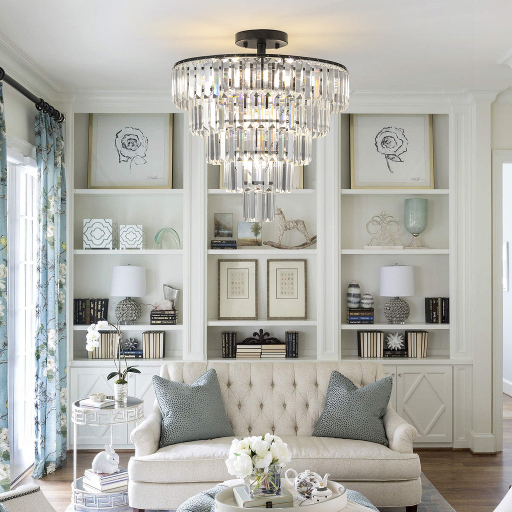 20 Black Crystal Chandelier Ceiling Light