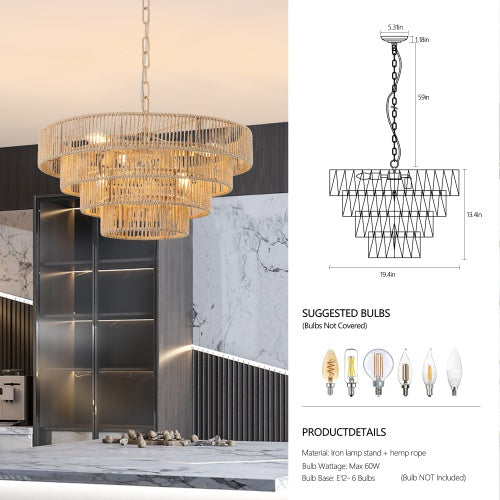 LED Chandelier Light | Bohemian Woven Design