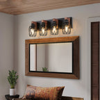 24 Industrial Vintage 4-Light Wall Sconce - Black Cage Wall Lighting F