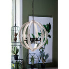 6-Light Wood Chandelier | Adjustable Chain Lighting