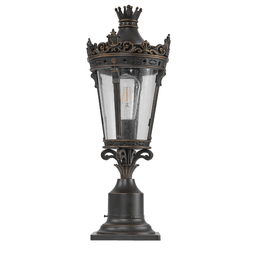 22 H Vintage Crown Outdoor Post Lantern