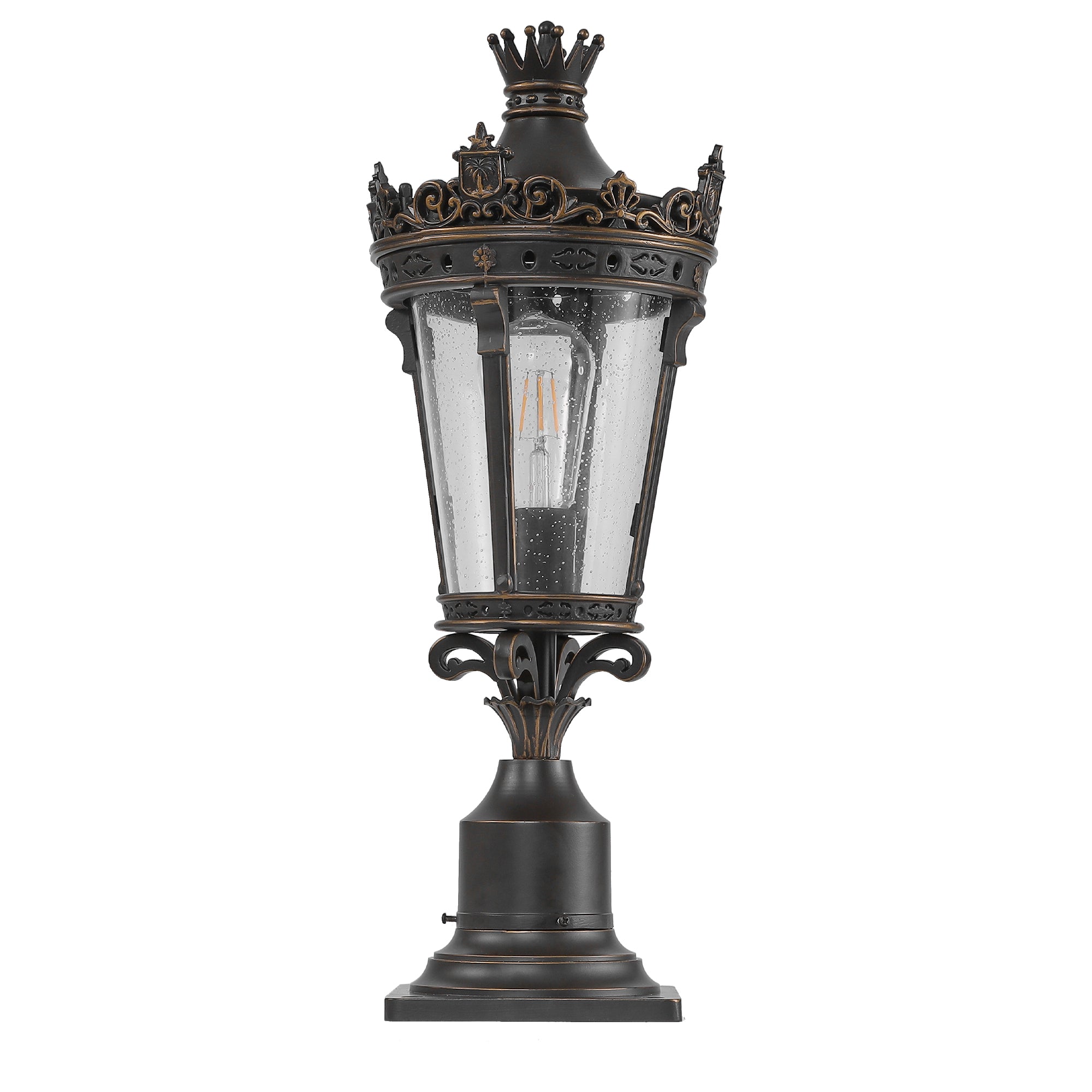 22 H Vintage Crown Outdoor Post Lantern