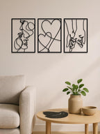 3 Piece Romantic Metal Wall Art Set Minimalist Couple Silhouette For L
