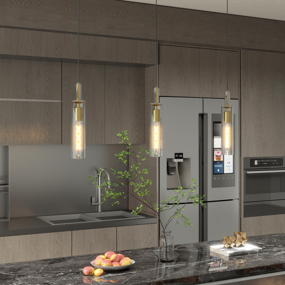 Gold Pendant Light, Modern Brass-Tone Ceiling Fixture