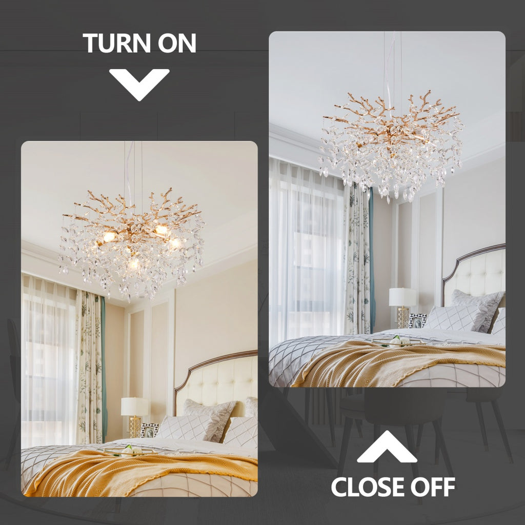 Modern Tree Branch Crystal Chandelier Luxury Gold Crystal Pendant Ligh