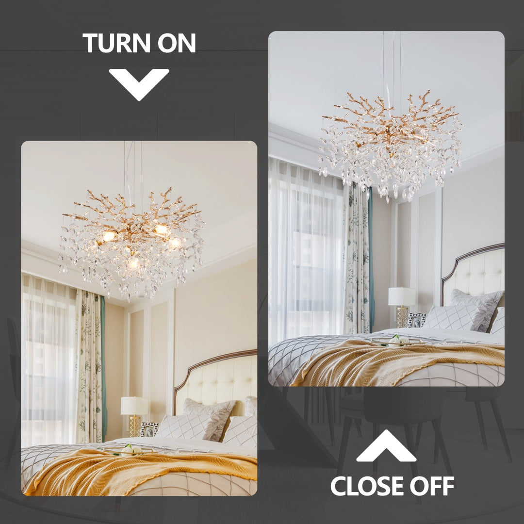 Modern Tree Branch Crystal Chandelier Luxury Gold Crystal Pendant Ligh