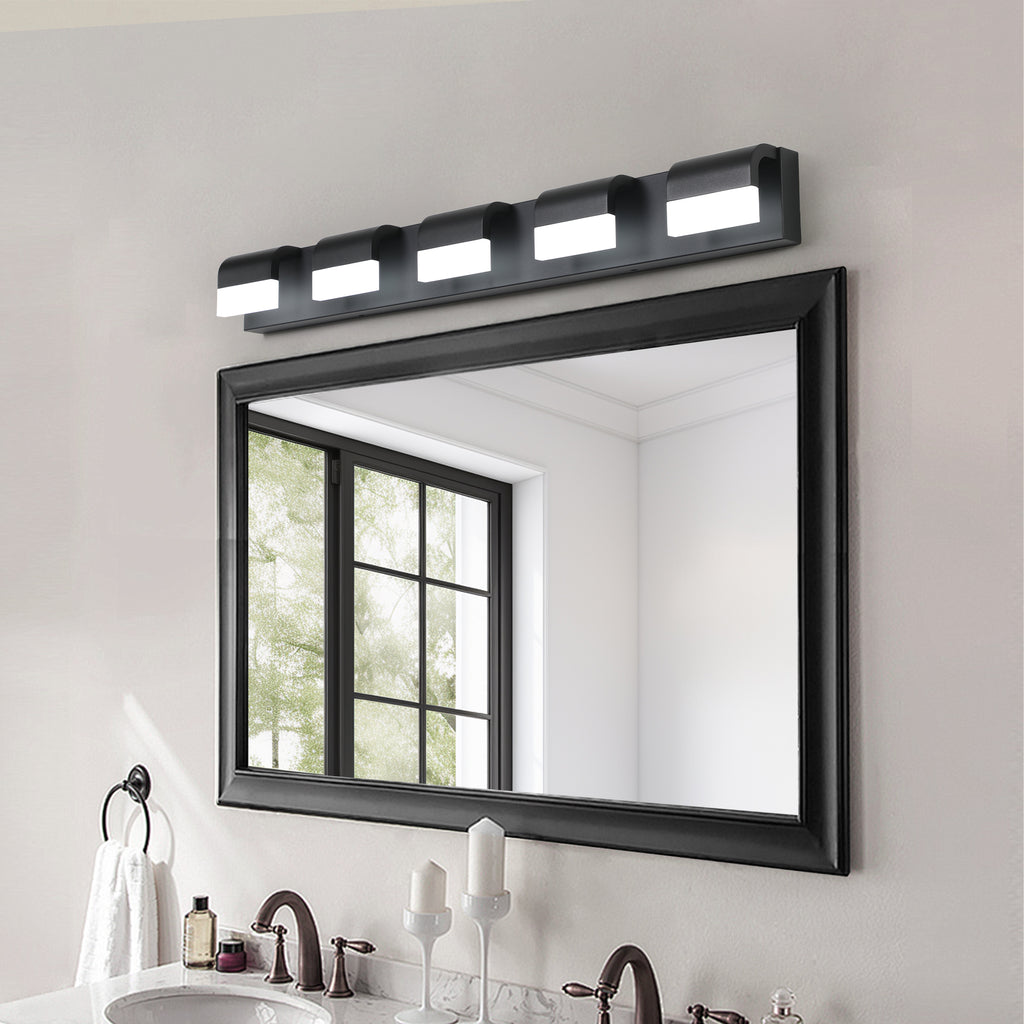 Modern Bathroom Vanity Lighting 5-Light LED Vanity Lights Over Mirror