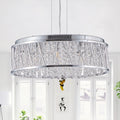 Modern Crystal Chandelier 19 Inches Aluminum Iron Round Ceiling Light