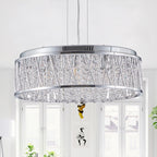 Modern Crystal Chandelier 19 Inches Aluminum Iron Round Ceiling Light