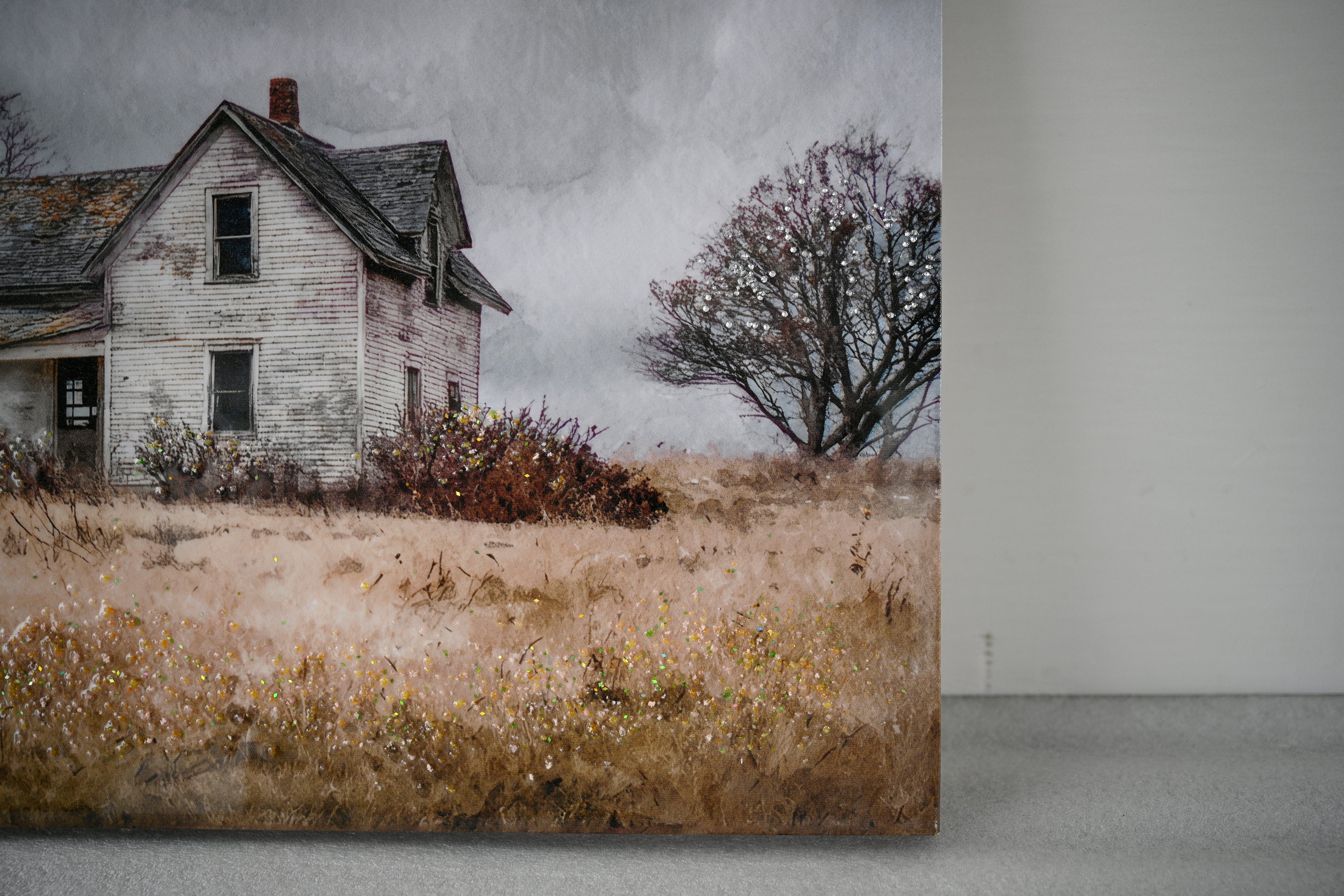Framed Rustic Farmhouse Wall Art Vintage Barn Wall Art Country Field L