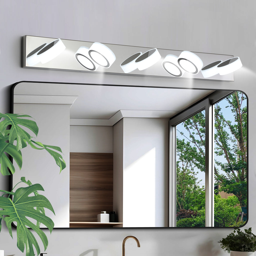 37 Modern 5-Light LED Vanity Light Fixture - Chrome Finish With Acryli
