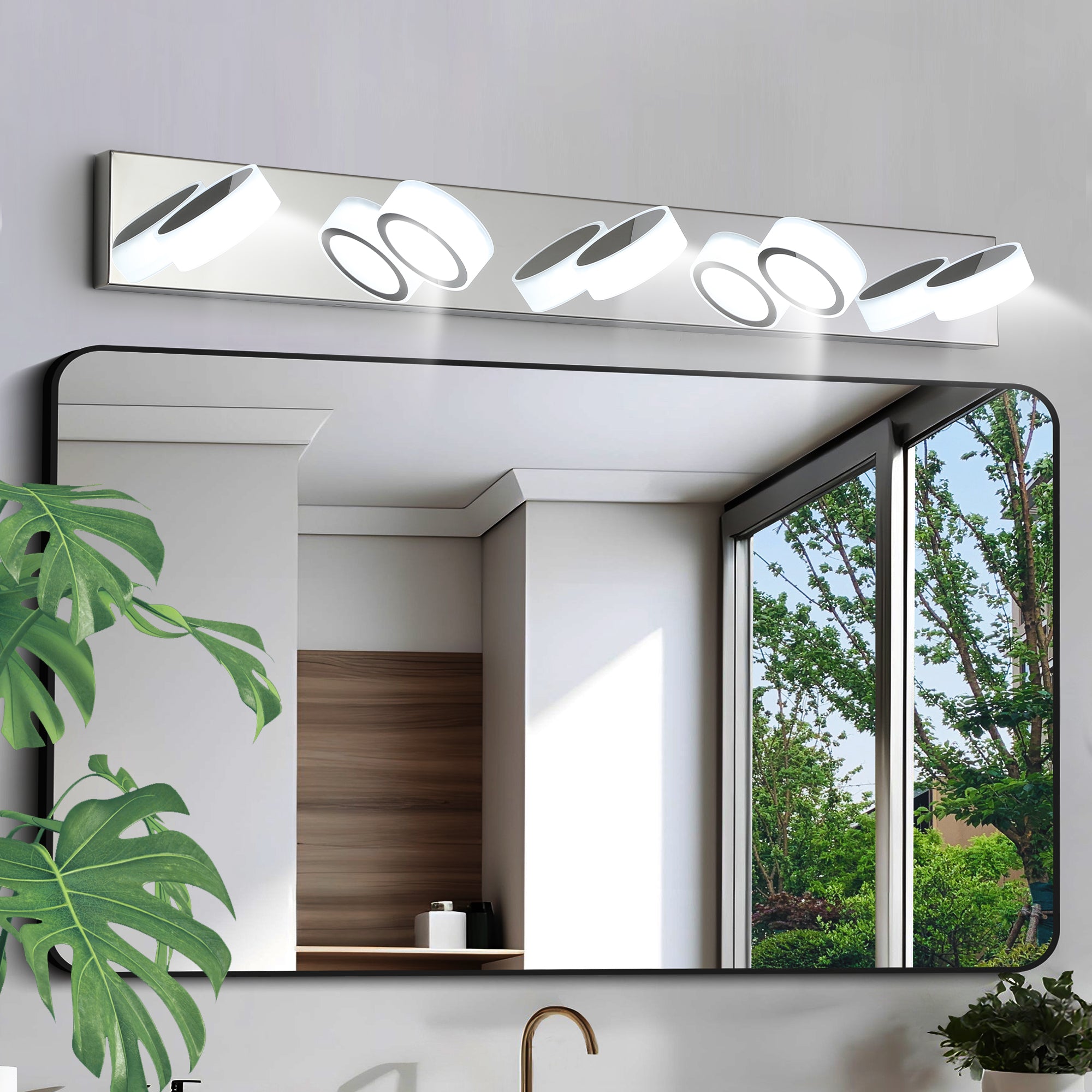 37 Modern 5-Light LED Vanity Light Fixture - Chrome Finish With Acryli