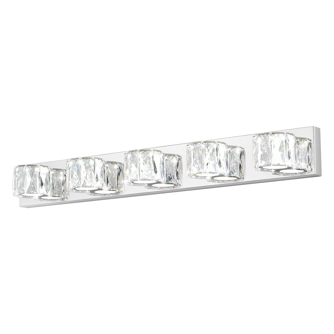 35 Modern Crystal 5-Light LED Wall Sconce -Elegant Chrome Bathroom Van