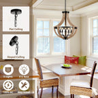 Modern Solid Wood Chandelier | Adjustable Hanging
