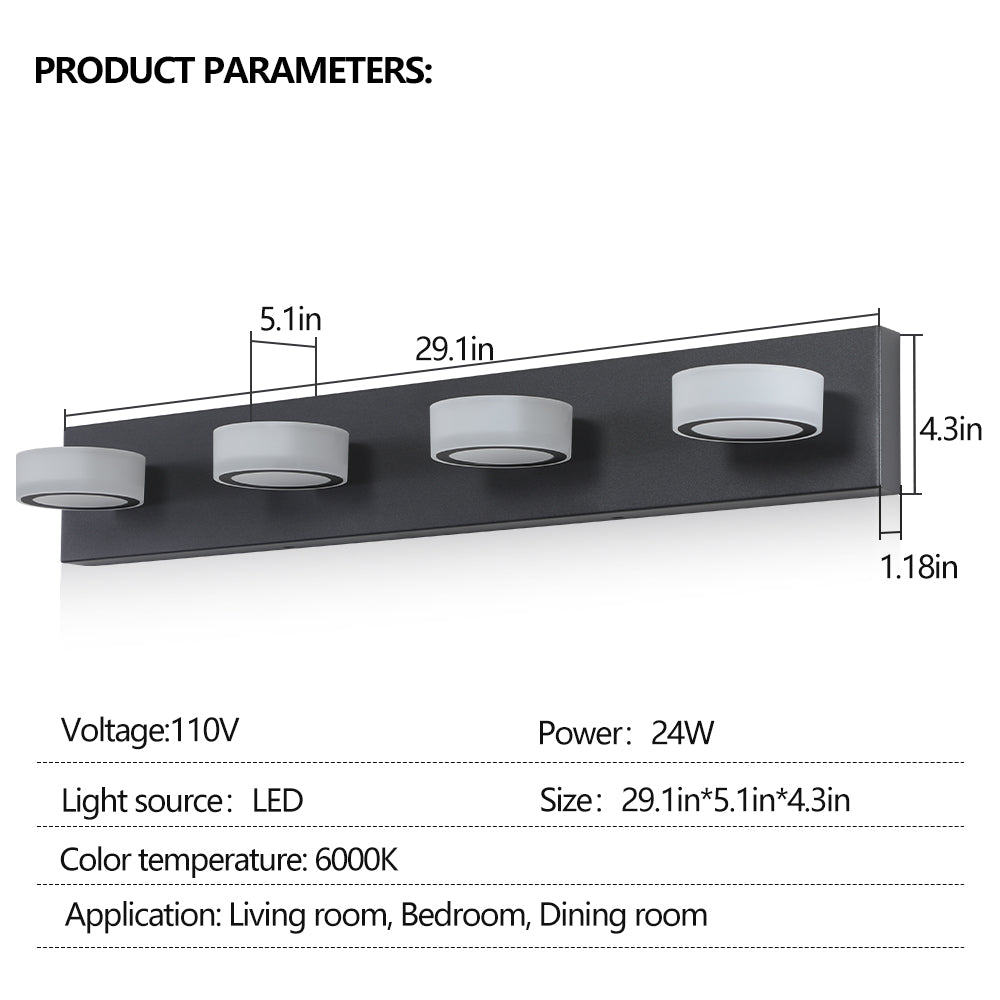 29in Modern 4-Light LED Vanity Light