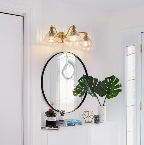 24 Inch 3-Light Vintage Bathroom Wall Sconce - Elegant Golden Metal An