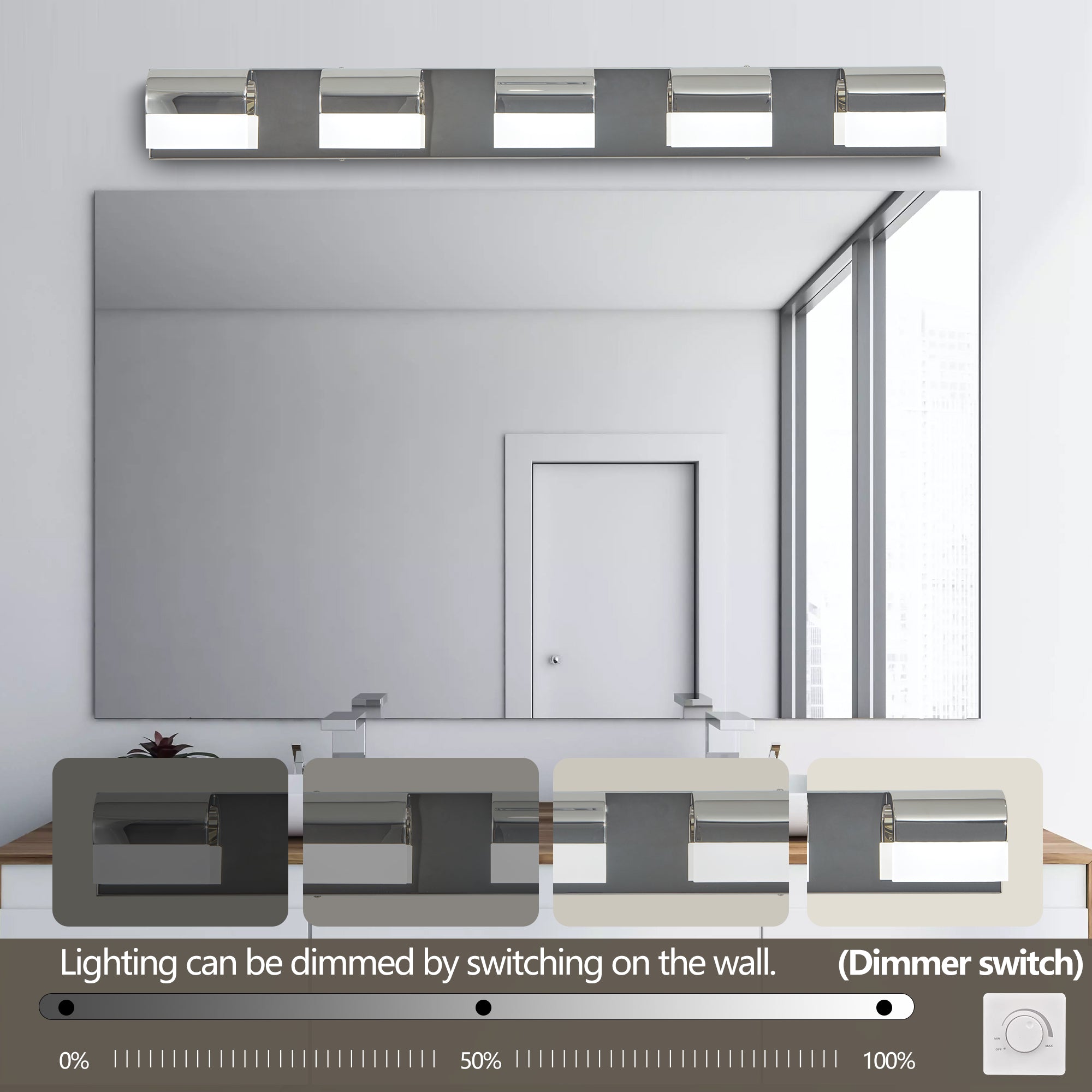 Modern Bathroom Vanity Lighting 5-Light LED Vanity Lights Over Mirror