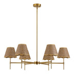 Boho Rattan Chandelier 6-Lights Rustic Industrial Pendant Light Large