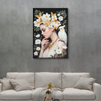 Beauty Posters Beauty Lady Wall Art Gold And White Floral Canvas Artwo