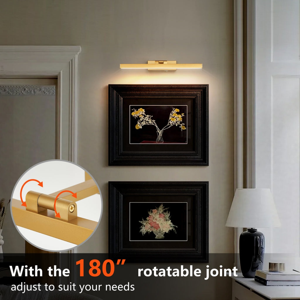 16inch Gold Bathroom Light Fixtures Over Mirror Modern Dimmable LED Va