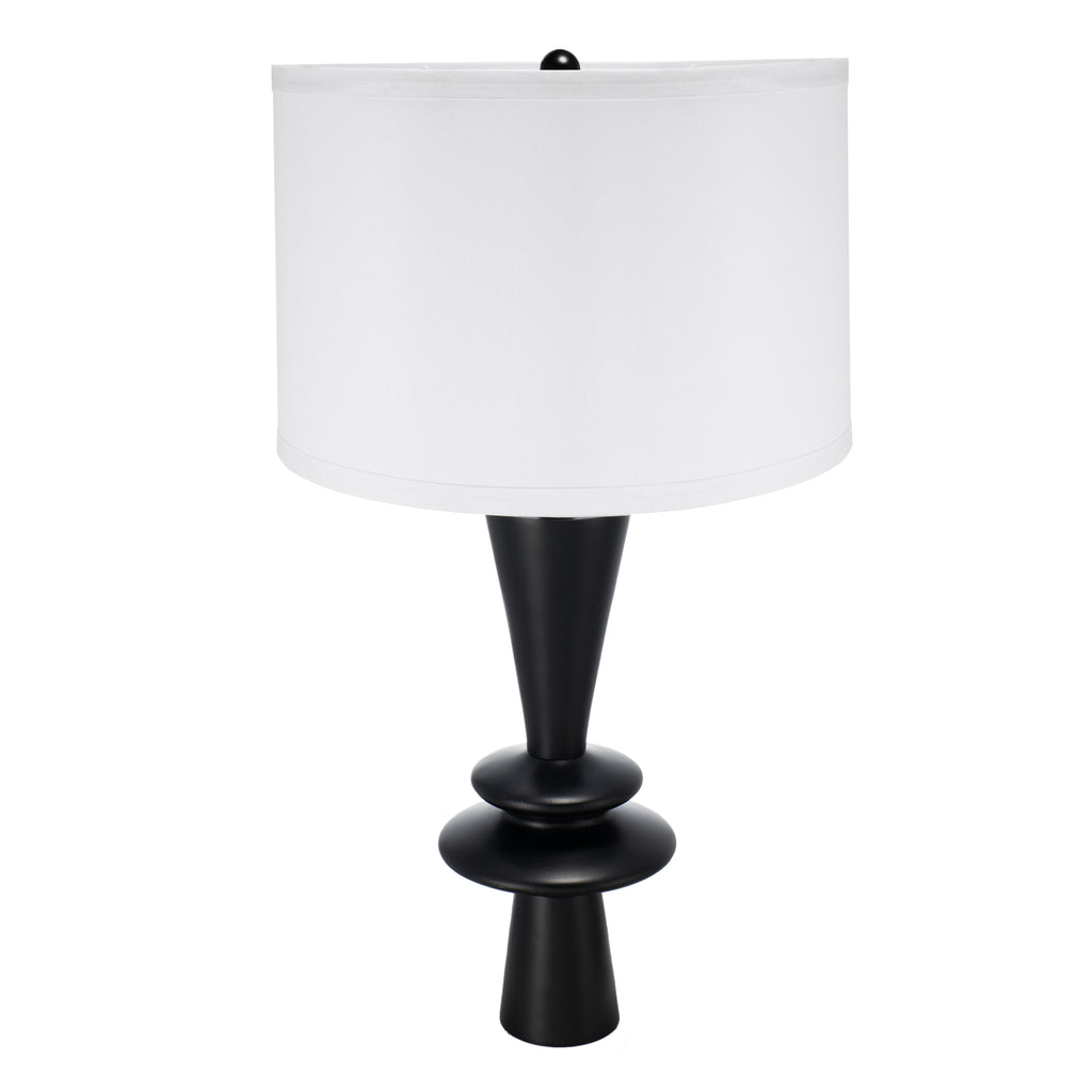 D15x26.7 Black Aluminum Table Lamp With Two Varying Round Accents And