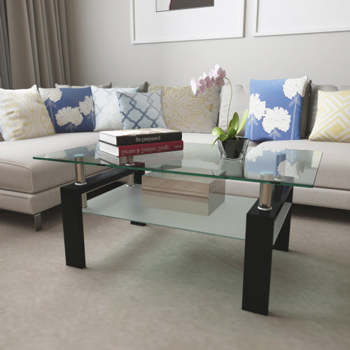 Rectangular Glass Coffee Table | 2-Layer Structure