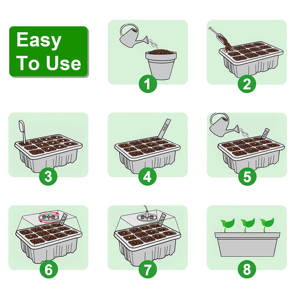 5Packs Seed Starter Tray For Spring Gardening With Grow Light Humidity