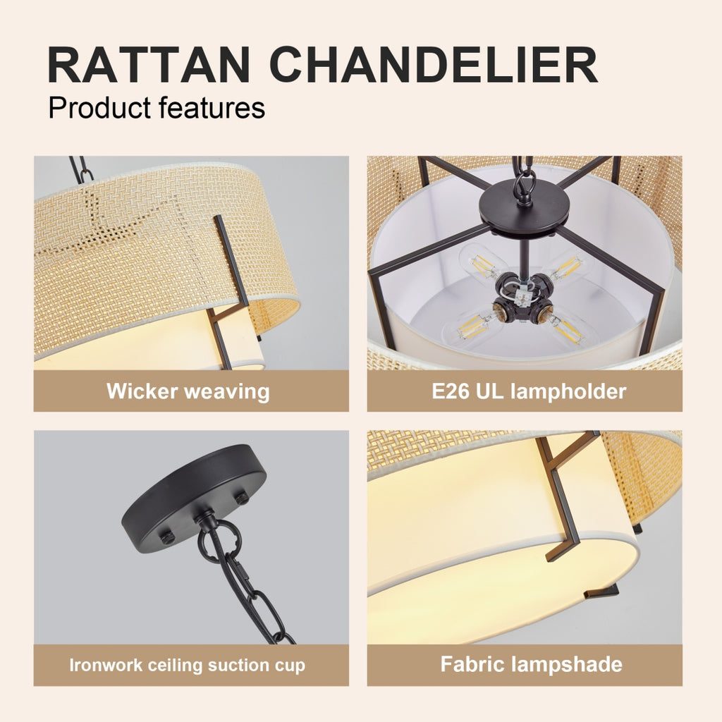 19.7in Farmhouse Boho Chandelier