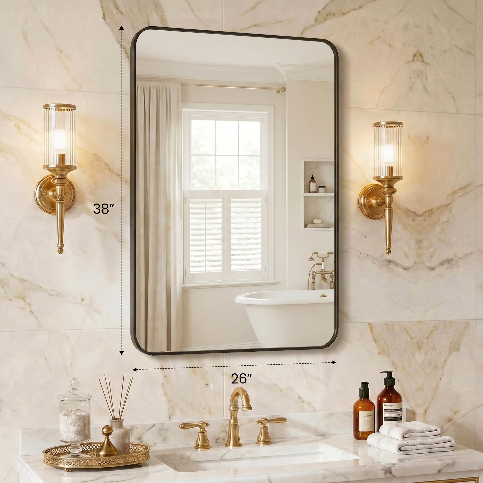 Wall Mirror With Rectangular Metal Frame