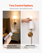 Battery Operated Wall Sconce Set Of 2 Wireless Wall Lights With Remote
