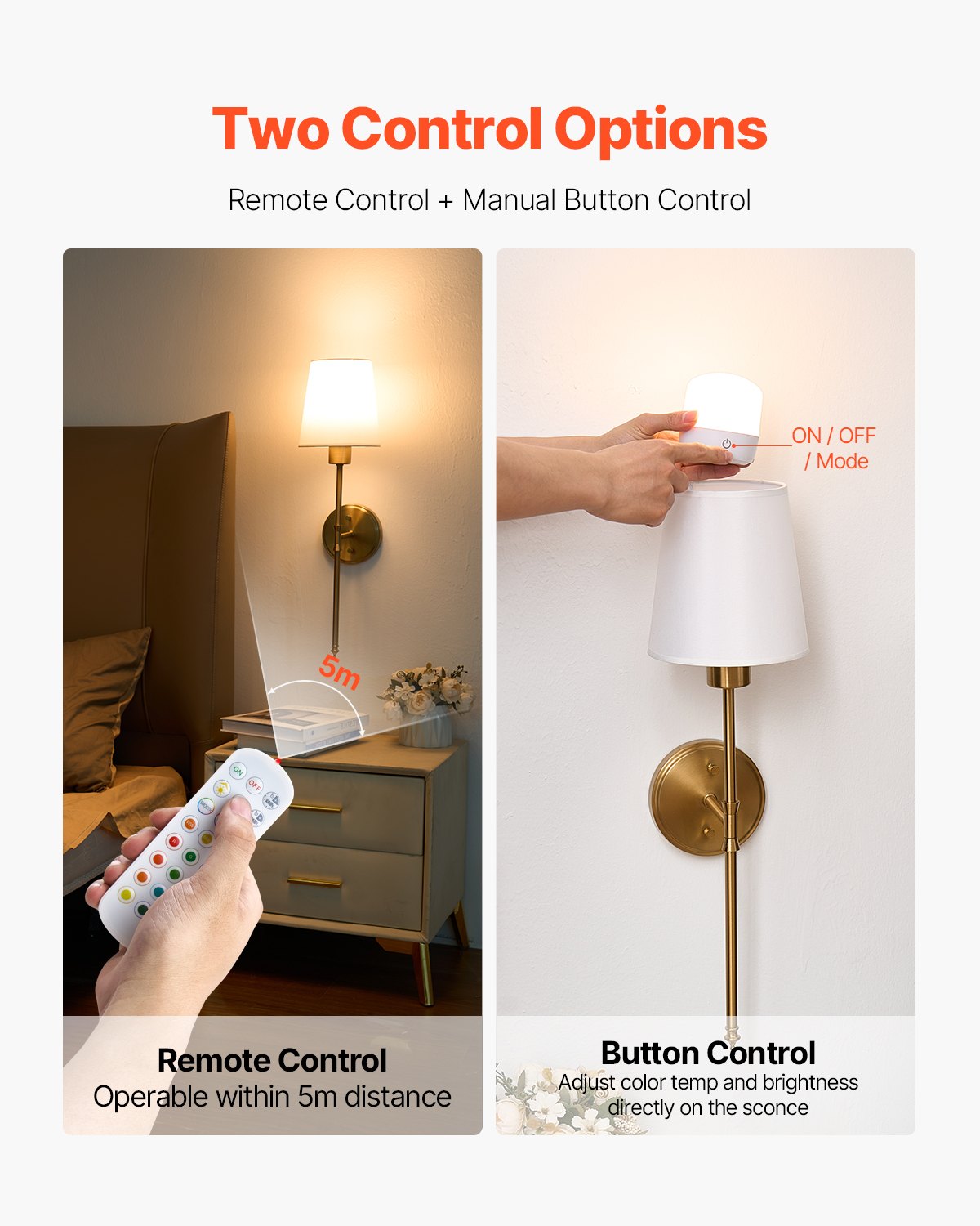 Battery Operated Wall Sconce Set Of 2 Wireless Wall Lights With Remote