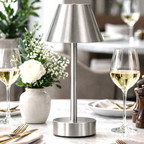 Elegance Rechargeable LED Table Lamp Brushed Nickel LED Touch Switch