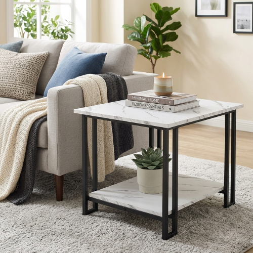 Modern Marble Coffee Table | 2-Tier Rectangular