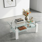 Modern White Glass Coffee Table | Rectangular Design