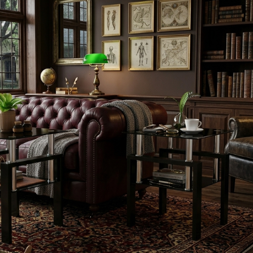 Square Tempered Glass Coffee Table Set | Lift-Top Design