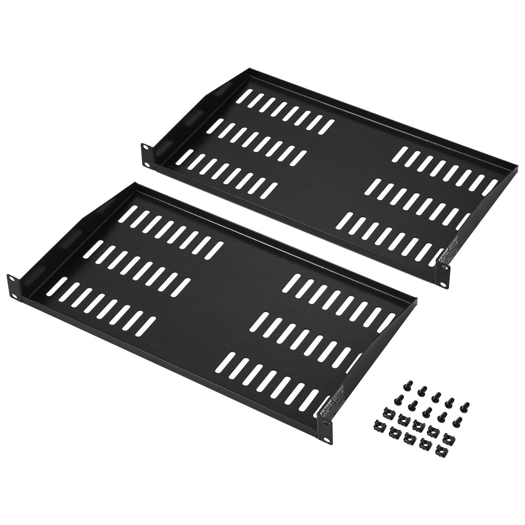 VEVOR 2PCS 1U Server Rack Shelf Depth Vented Rack Mount Shelf Tray