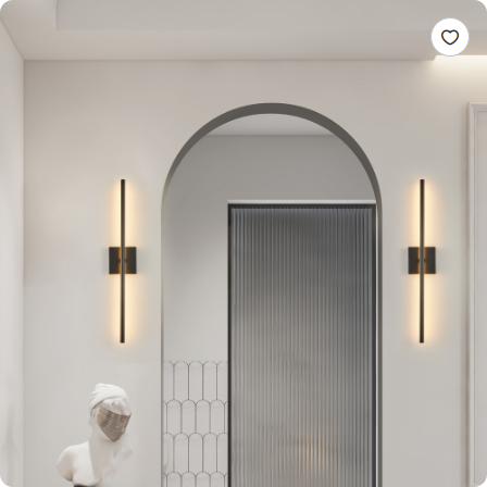 Minimalist LED Wall Sconce, Matte Black, 28 Inch, Set of 2