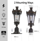 22 H Vintage Crown Outdoor Post Lantern