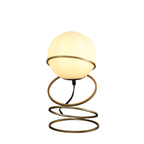 Glass Globe Table Lamp, Matte Gold Spiral Ring Base, 13.5 Inch