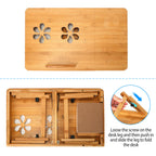 1Pc Bamboo Laptop Desk Breakfast Serving Bed Tray Foldable Leg Multi-P