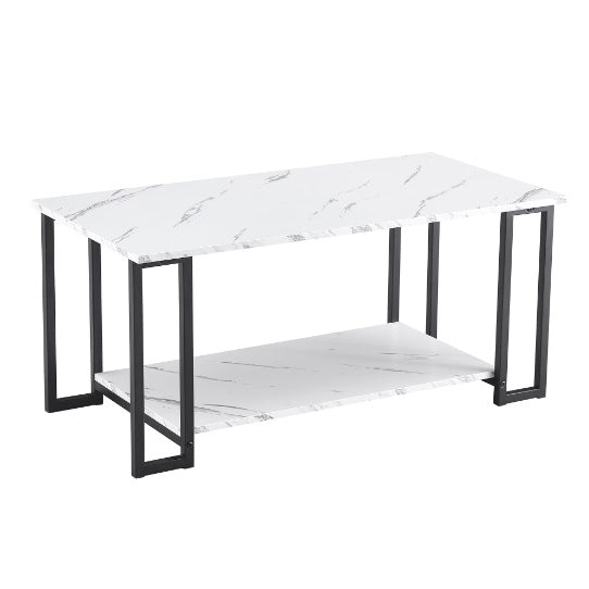 Modern Marble Coffee Table | 2-Tier Rectangular