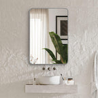 22x30 Inch Silver Metal Framed Rectangular Bathrrom Mirror For Wall.