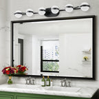 43in Black Minimalist LED Bathroom Vanity Light With Crystal Sand Acry