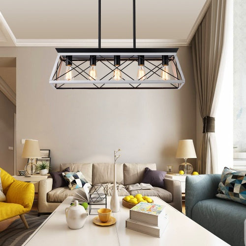 Elegant Farmhouse Dining Chandelier | 5-Lamp Set