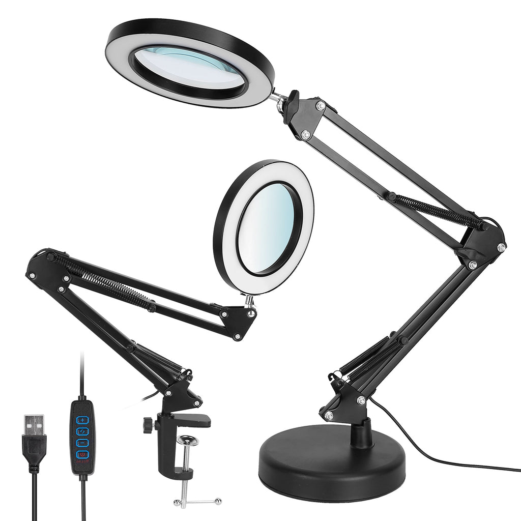 1Pack 2 In 1 LED Magnifier Desk Lamp 8x Magnifying Glass With Light Sw