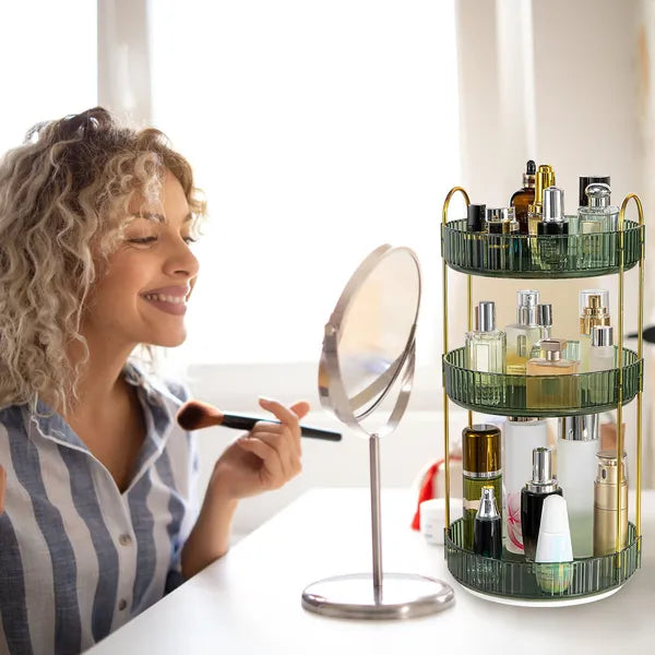 3 Tier Rotating Makeup Organizer 360° Spinning Perfume Cosmetic Storag