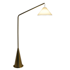 Lisbon Black Floor Lamp With On Off Coned Base Hanging White Fabric Sh