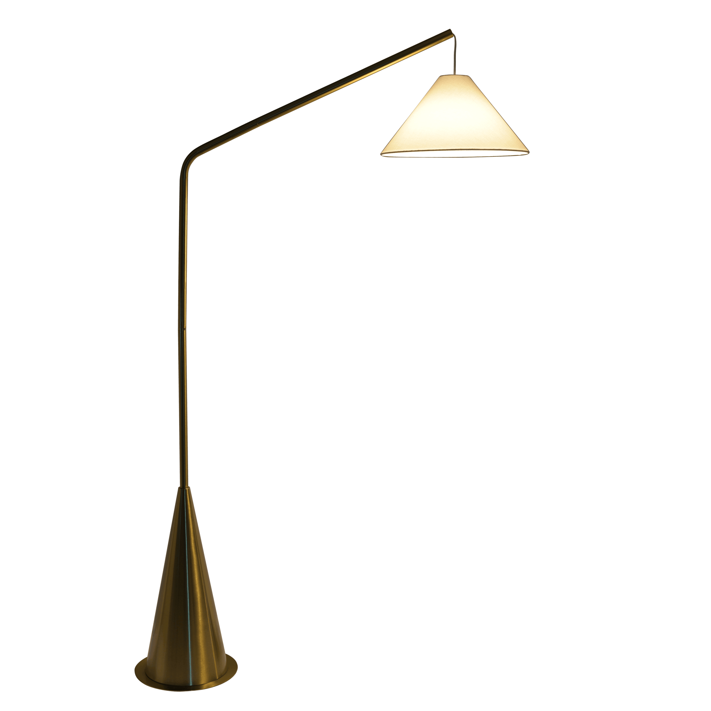 Lisbon Black Floor Lamp With On Off Coned Base Hanging White Fabric Sh
