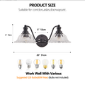 20 Inch 2-Light Vintage Bathroom Wall Sconce - Elegant Black Metal And